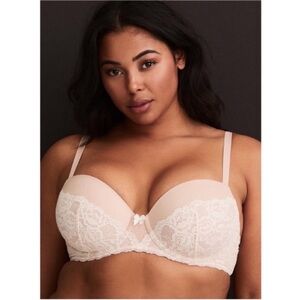 Torrid Curve Body T-Shirt Bra dusty pink lace lightly lined demi cup torrid